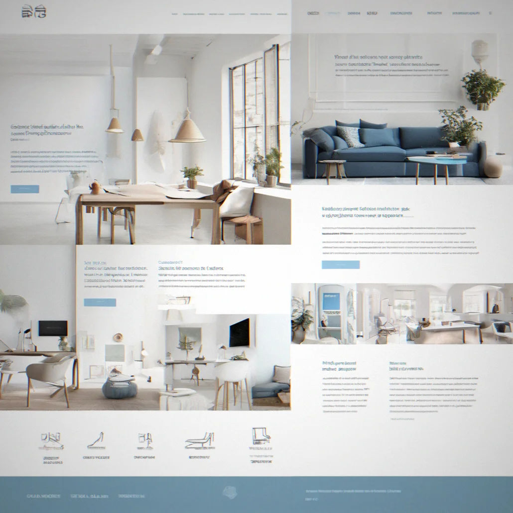 Website interface showing clean typography, ample whitespace, and responsive layout across desktop and mobile views